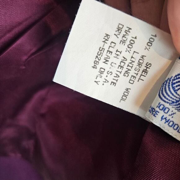 David Brooks 100% wool vintage skirt blazer suit purple black silver, size 10‎ - Picture 10 of 12